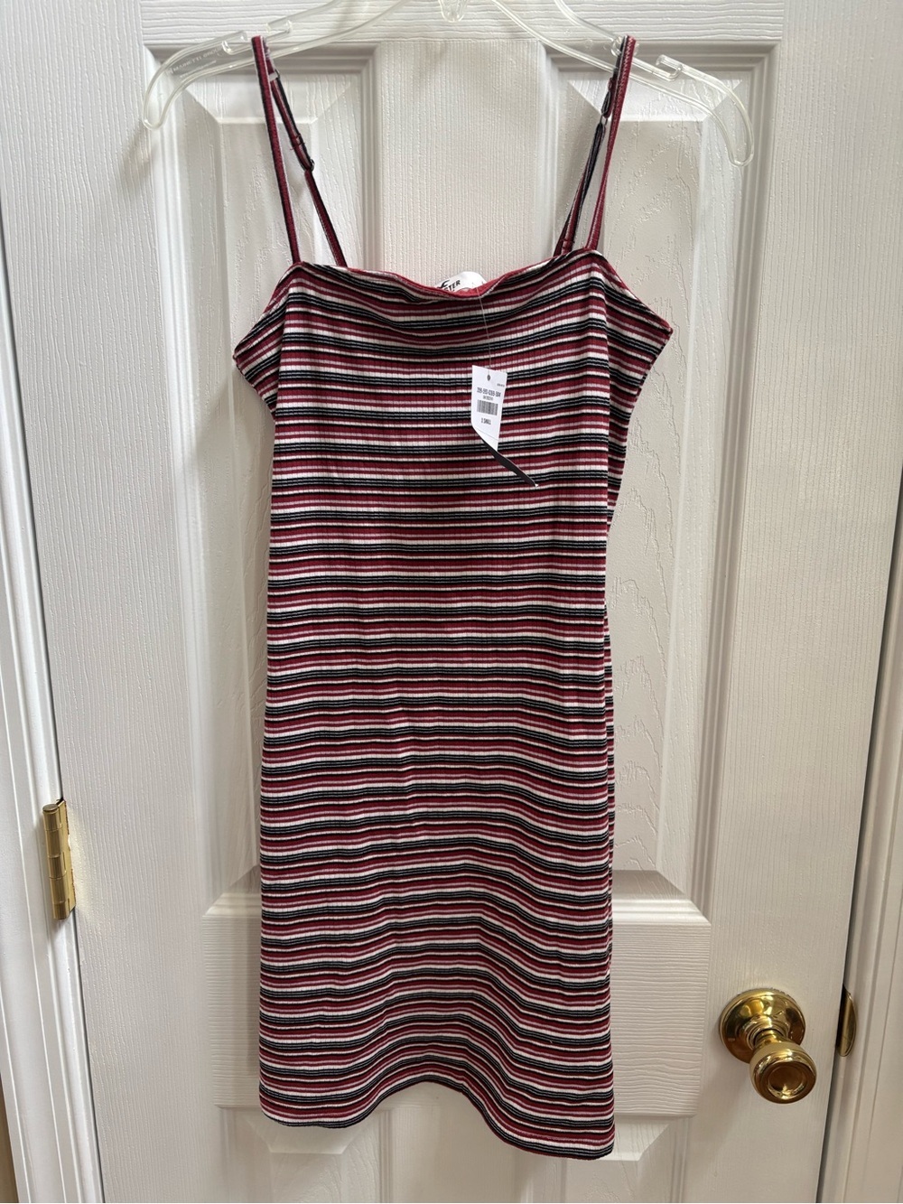 Hollister Striped Ribbed Adjust Spaghetti Strap Dress w/ Shelf Bra, Size XS, NWT